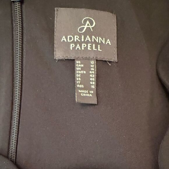 NWT Adrianna Papell 2 Black Scalloped Quarter Sleeve Wide Leg Jumpsuit - Picture 4 of 5